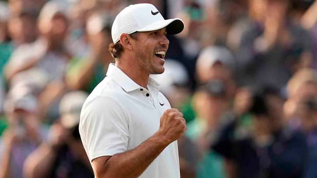 Brooks Koepka celebrates after winning the PGA Championship at Oak Hill Country Club on Sunday, May 21, 2023, in Rochester, N.Y.